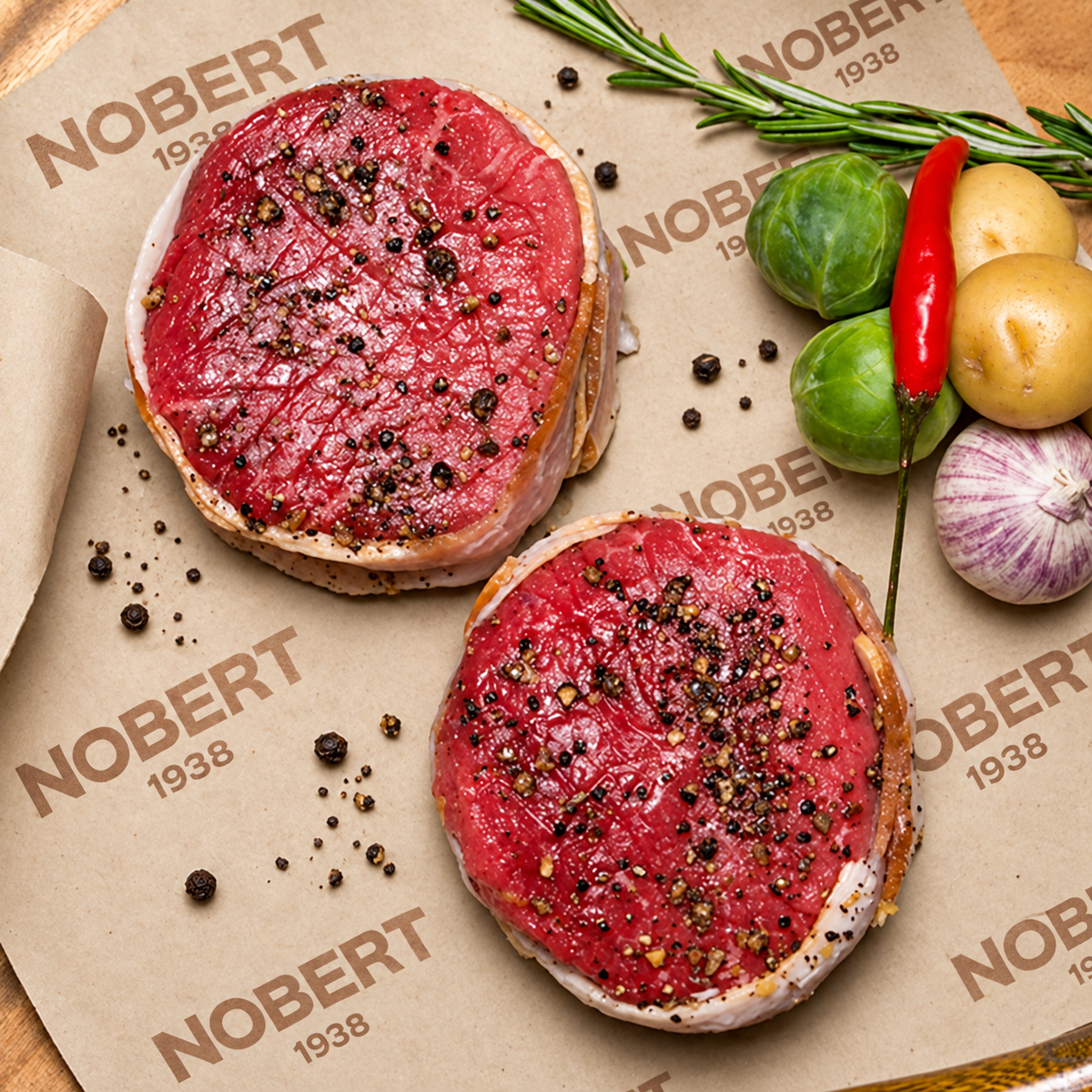 Tournedos de boeuf mariné trois-poivres
