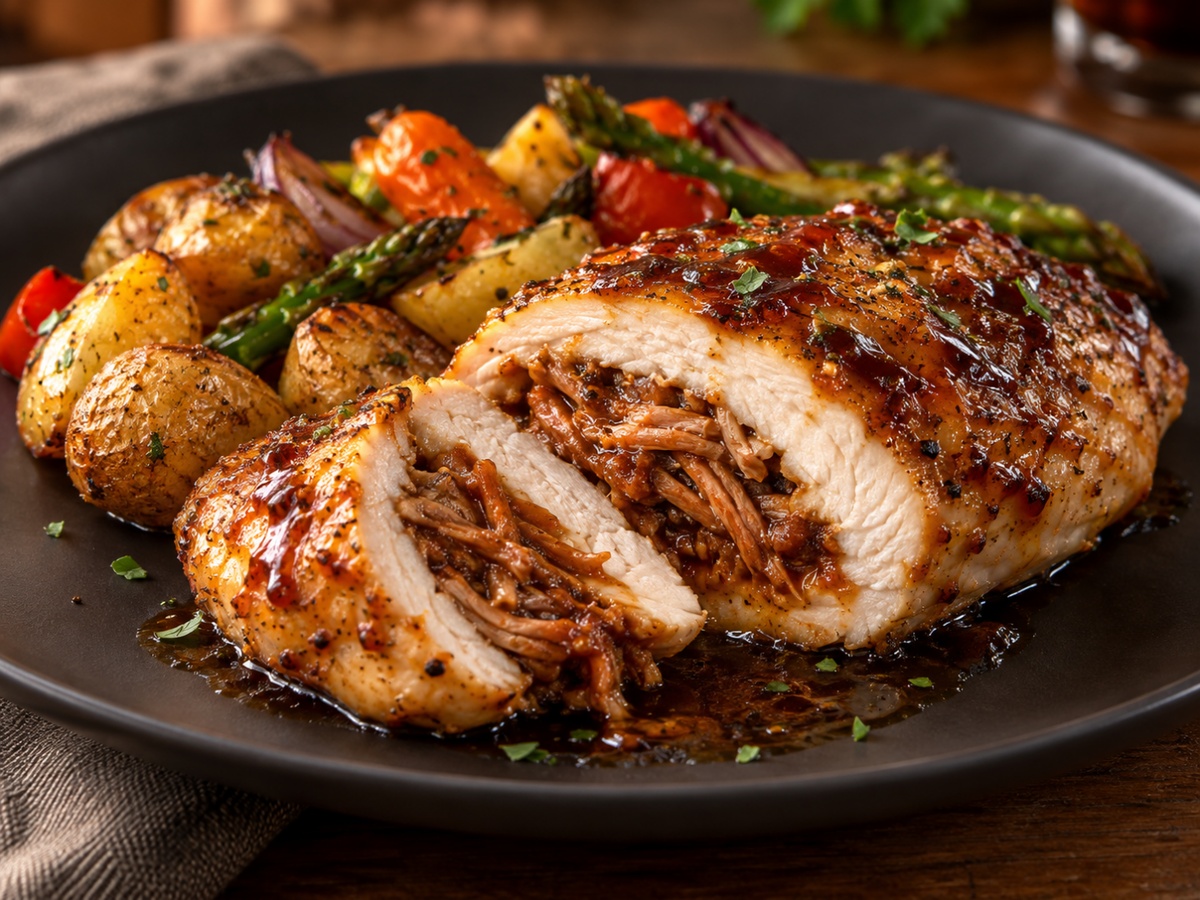 Poitrine de poulet farcie au porc effiloché — 10 × 300 g